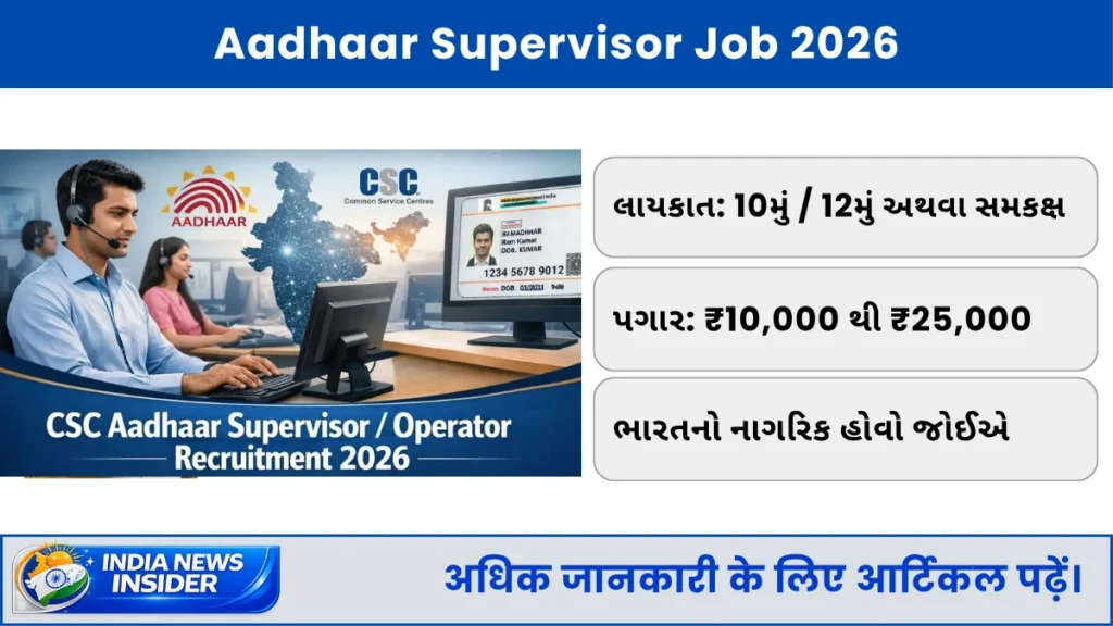 Aadhaar Supervisor Vacancy 2026